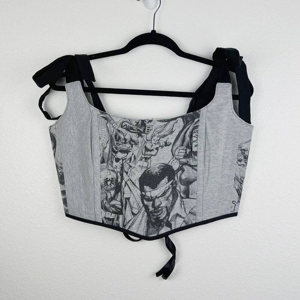 Hand Crafted Marvel Graphic Corset Top